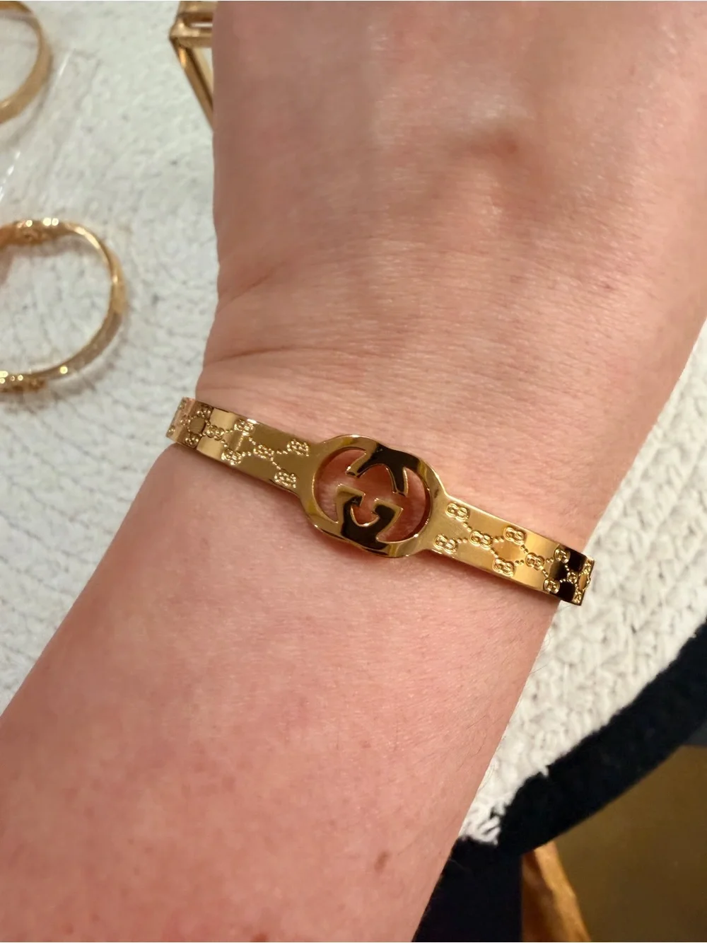 NEW Stainless Steel Logo Bangle Bracelet available in Gold Tone - Picture 7 of 8